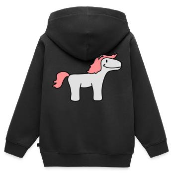 Pony - Kids Premium Organic Zip-up Hoodie - black - Back - AI Model Kid Male (0cm)