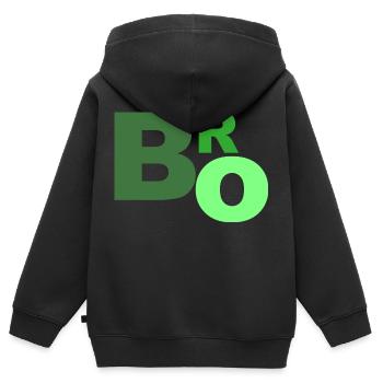 Bro Schriftzug Spruch Shirt Slang - Kinder Premium Organic Zip Hoodie - Schwarz - Hinten - AI Model Kid Male (0cm)
