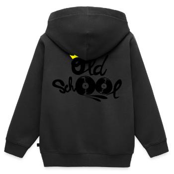 Old school - Sweat Premium à capuche zippé enfant bio - noir - Dos - AI Model Kid Male (0cm)
