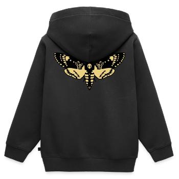 Sphinx tête de mort butterfly skull - Sweat Premium à capuche zippé enfant bio - noir - Dos - AI Model Kid Male (0cm)