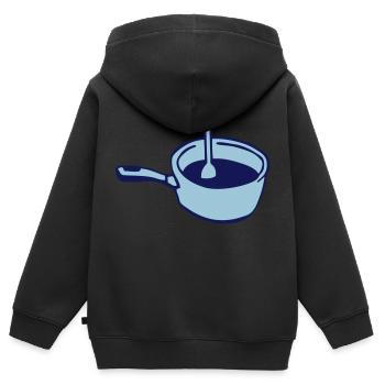 Pfanne Kochtopf Kochlöffel Koch - Kinder Premium Organic Zip Hoodie - Schwarz - Hinten - AI Model Kid Male (0cm)