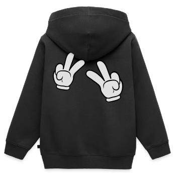 Comic Hands Peace Sign - Kinder Premium Organic Zip Hoodie - Schwarz - Hinten - AI Model Kid Male (0cm)