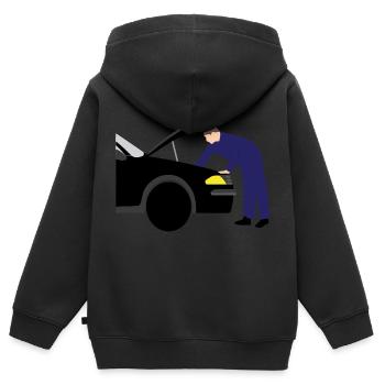 mechanic Automeachinker Werkstatt 3 687 - Kinder Premium Organic Zip Hoodie - Schwarz - Hinten - AI Model Kid Male (0cm)