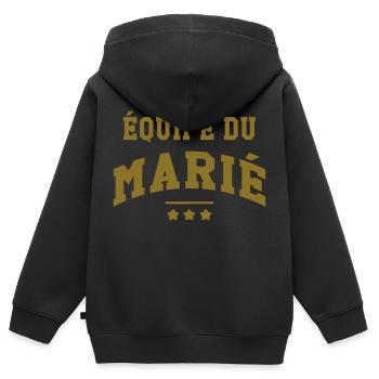 Equipe du Marié - Sweat Premium à capuche zippé enfant bio - noir - Dos - AI Model Kid Male (0cm)