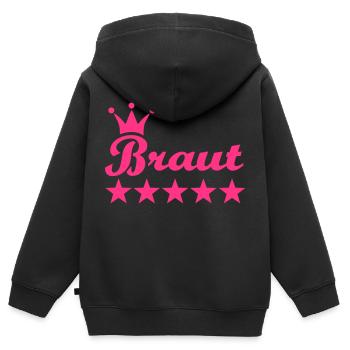 Braut - Kinder Premium Organic Zip Hoodie - Schwarz - Hinten - AI Model Kid Male (0cm)