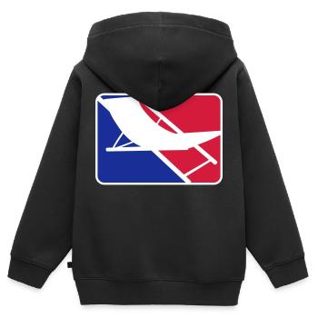 sport logo liegestuhl strandstuhl urlaub ferien st - Kinder Premium Organic Zip Hoodie - Schwarz - Hinten - AI Model Kid Male (0cm)