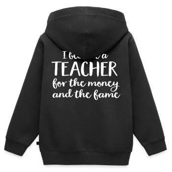 professeur - Sweat Premium à capuche zippé enfant bio - noir - Dos - AI Model Kid Male (0cm)