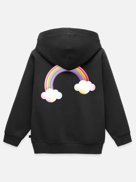 Smiley Rainbow - Kinder Premium Organic Zip Hoodie - Schwarz