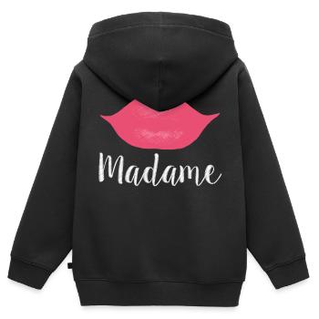 Madame Lips Big white - Kinder Premium Organic Zip Hoodie - Schwarz - Hinten - AI Model Kid Male (0cm)
