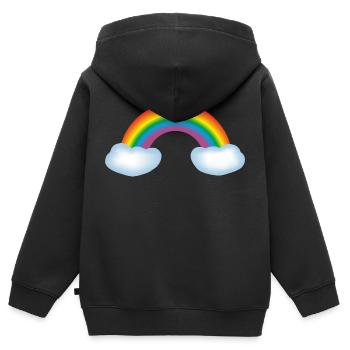 Regenbogen mit Wolken - Kinder Premium Organic Zip Hoodie - Schwarz - Hinten - AI Model Kid Male (0cm)