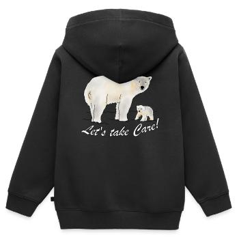 Eisbär, Klima, Umweltschutz - Kinder Premium Organic Zip Hoodie - Schwarz - Hinten - AI Model Kid Male (0cm)