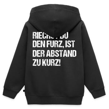 Riechst Du Den Furz Ist Der Abstand Zu Kurz - Kinder Premium Organic Zip Hoodie - Schwarz - Hinten - AI Model Kid Male (0cm)