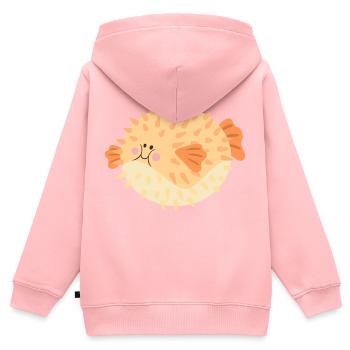 Poisson-globe - Sweat Premium à capuche zippé enfant bio - rose - Dos - AI Model Kid Female (0cm)