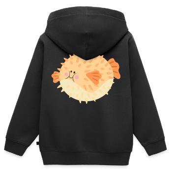 Puffer fish - Kids Premium Organic Zip-up Hoodie - black - Back - AI Model Kid Male (0cm)