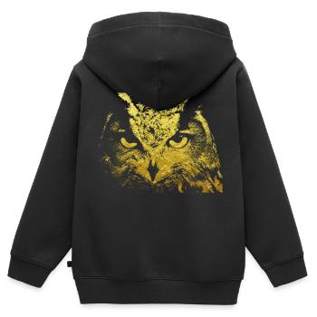 Eule - Kinder Premium Organic Zip Hoodie - Schwarz - Hinten - AI Model Kid Male (0cm)