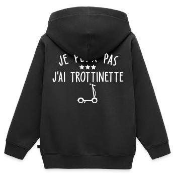 je peux pas j'ai trottinette - Sweat Premium à capuche zippé enfant bio - noir - Dos - AI Model Kid Male (0cm)