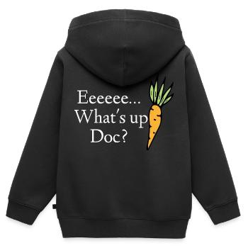 whats up doc citation de dessin animé drôle - Sweat Premium à capuche zippé enfant bio - noir - Dos - AI Model Kid Male (0cm)