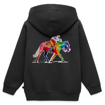 Ranch Riding - Sweat Premium à capuche zippé enfant bio - noir - Dos - AI Model Kid Male (0cm)