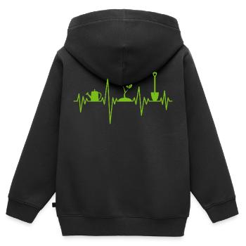 Garten Gärtner Gartenarbeit Herzschlag - Kinder Premium Organic Zip Hoodie - Schwarz - Hinten - AI Model Kid Male (0cm)