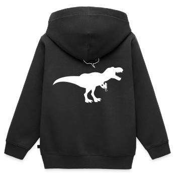 Dinosaure Dino Dinosaur - Sweat Premium à capuche zippé enfant bio - noir - Dos - AI Model Kid Male (0cm)