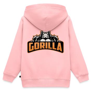 gorille - Sweat Premium à capuche zippé enfant bio - rose - Dos - AI Model Kid Female (0cm)
