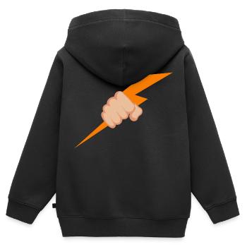 Foudre de main - Sweat Premium à capuche zippé enfant bio - noir - Dos - AI Model Kid Male (0cm)