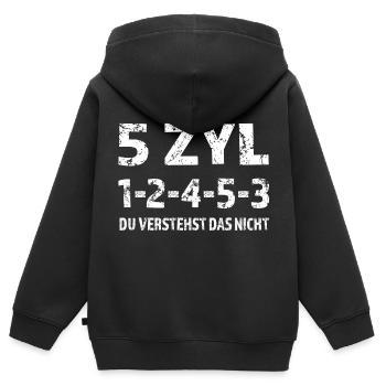 5 Zylinder Fünf Zylinder - Kinder Premium Organic Zip Hoodie - Schwarz - Hinten - AI Model Kid Male (0cm)