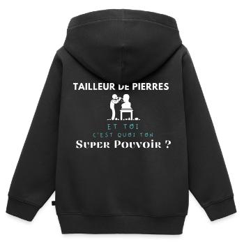 Tailleur de pierre - Sweat Premium à capuche zippé enfant bio - noir - Dos - AI Model Kid Male (0cm)
