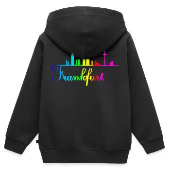 Frankfurt Skyline rainbow color Germany - Kinder Premium Organic Zip Hoodie - Schwarz - Hinten - AI Model Kid Male (0cm)
