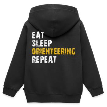 manger sommeil Course d’orientation - Sweat Premium à capuche zippé enfant bio - noir - Dos - AI Model Kid Male (0cm)