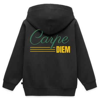 Carpe DIEM - Kinder Premium Organic Zip Hoodie - Schwarz - Hinten - AI Model Kid Male (0cm)