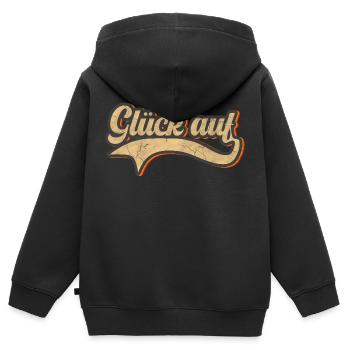 Glück auf - Kinder Premium Organic Zip Hoodie - Schwarz - Hinten - AI Model Kid Male (0cm)
