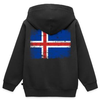 Islande Drapeau Iceland Islands - Sweat Premium à capuche zippé enfant bio - noir - Dos - AI Model Kid Male (0cm)