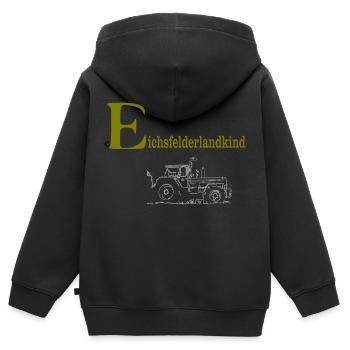 ©Eichsfelderlandkind - Kinder Premium Organic Zip Hoodie - Schwarz - Hinten - AI Model Kid Male (0cm)