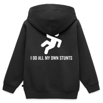 Ich mache alle meine eigenen Stunts - Kinder Premium Organic Zip Hoodie - Schwarz - Hinten - AI Model Kid Male (0cm)
