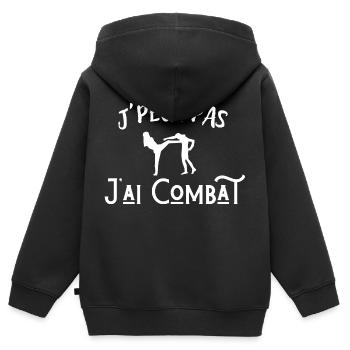 J'peux pas j'ai combat - Sweat Premium à capuche zippé enfant bio - noir - Dos - AI Model Kid Male (0cm)