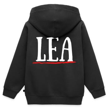 Léa Prénom Cadeau Baptême Naissance - Sweat Premium à capuche zippé enfant bio - noir - Dos - AI Model Kid Male (0cm)