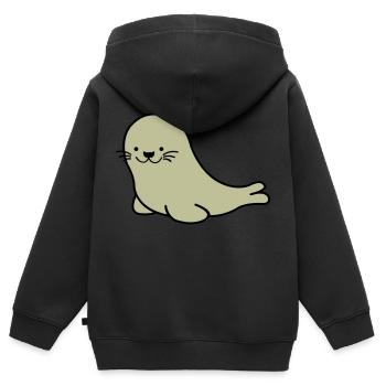 seehund 02 - Kinder Premium Organic Zip Hoodie - Schwarz - Hinten - AI Model Kid Male (0cm)