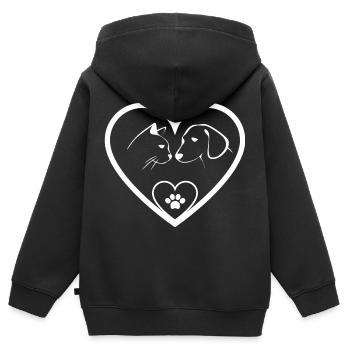 Katze und Hund, Tierliebe - Kinder Premium Organic Zip Hoodie - Schwarz - Hinten - AI Model Kid Male (0cm)