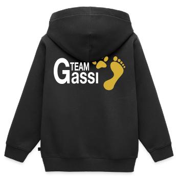 Team Gassi - Ich und mein Hund - Kinder Premium Organic Zip Hoodie - Schwarz - Hinten - AI Model Kid Male (0cm)