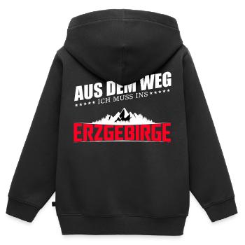 Aus dem Weg ich muss ins Erzgebirge - Kinder Premium Organic Zip Hoodie - Schwarz - Hinten - AI Model Kid Male (0cm)