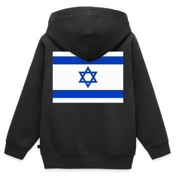 Drapeau Israel / Israel flag - Sweat Premium à capuche zippé enfant bio - noir - Dos - AI Model Kid Male (0cm)