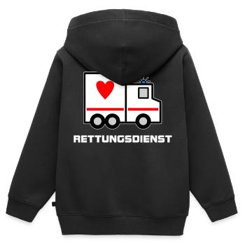 Rettungsdienst mit Herz - Krankenwagen - Kinder Premium Organic Zip Hoodie - Schwarz - Hinten - AI Model Kid Male (0cm)