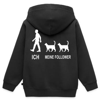 Ich Meine Follower Katze Katzenfreund - Kinder Premium Organic Zip Hoodie - Schwarz - Hinten - AI Model Kid Male (0cm)