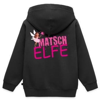 Muddy run shirt mud Matsch Lauf Elfe Team Frau - Kinder Premium Organic Zip Hoodie - Schwarz - Hinten - AI Model Kid Male (0cm)