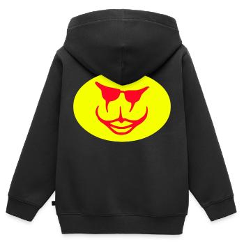 Sommer - Kinder Premium Organic Zip Hoodie - Schwarz - Hinten - AI Model Kid Male (0cm)