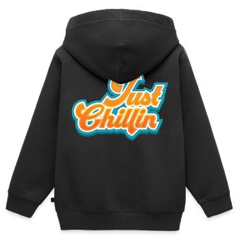 Just Chillin Chill - Kinder Premium Organic Zip Hoodie - Schwarz - Hinten - AI Model Kid Male (0cm)