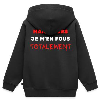 MAIS ALORS JE M EN FOUS TOTALEMENT - Sweat Premium à capuche zippé enfant bio - noir - Dos - AI Model Kid Male (0cm)