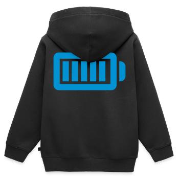 Barre de batterie complètement chargée - Sweat Premium à capuche zippé enfant bio - noir - Dos - AI Model Kid Male (0cm)