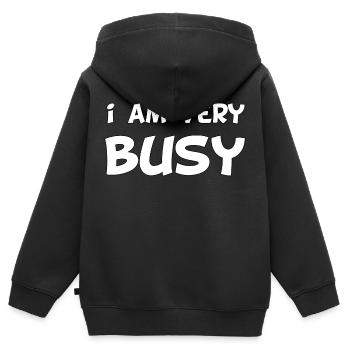 Je suis très occupé - Sweat Premium à capuche zippé enfant bio - noir - Dos - AI Model Kid Male (0cm)